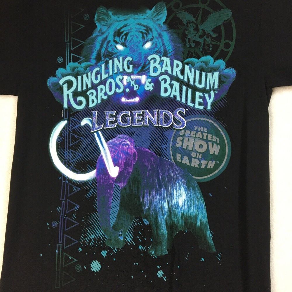 Ringling Bros Barnum Bailey t‎ shirt Mens M Black Circus Graphic Elephant Tiger
